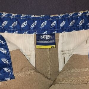 AFTCO Tan Shorts with Blue Trim